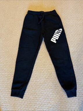 Puma Kids Black Logo Jogger Pants